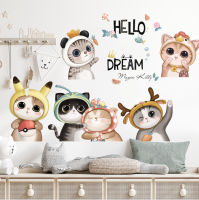 สติกเกอร์ติดผนัง ลายการ์ตูน สติ๊กเกอร์แต่งห้องเด็ก สติ๊กเกอร์การ์ตูน สติ๊กเกอร์แมว ลายสัตว์ แต่งห้องเด็ก สติกเกอร์แมว Hello Dream Kitty M07098