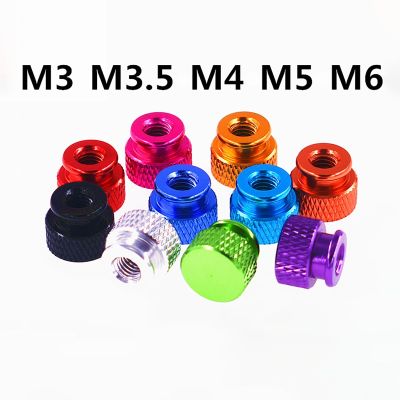2Pcs M3 M3.5 M4 M5 M6 Blind Hole Hand Tighten Nuts Anodized Aluminum Knurled High Step Thumb Nuts For RC Models 10 colors