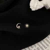 CIFbuy Gold Plating Sun Moon Asymmetrical Stud Earrings Women Exquisite Sweet Student Jewelry Girlfriend Gift