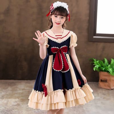 【Ready】🌈 New Girls Lolita Princess Dress Summer Dress Big Boy Western Style Dress Lolita Childrens Dress