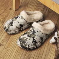 【cw】 Men Slippers Warm Indoor Cotton Shoes Fur Loafers Footwear ！