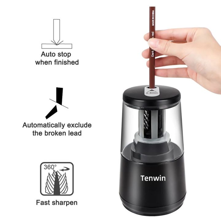 tenwin-8008ที่เหลาดินสอไฟฟ้าโดราเอมอน-อุปกรณ์เครื่องเขียนสำหรับนักเรียนสำหรับโรงเรียนและสำนักงานอะแดปเตอร์ไฟฟ้าหรือแบตเตอรี่