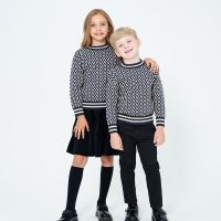 4 to 12 years kids boys girls geometric print herringbone sweater child teen kids fashion fall winter casual knitted sweaters