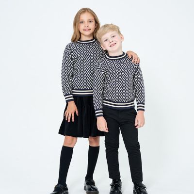 4 to 12 years kids boys girls geometric print herringbone sweater child teen kids fashion fall winter casual knitted sweaters