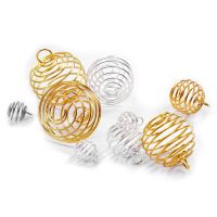 10-30Pcs Stainless Steel Spiral Beads Cages Pendants Hollow Beads Gold Silver Color Charms For DIY Jewelry Making Accessories Beads