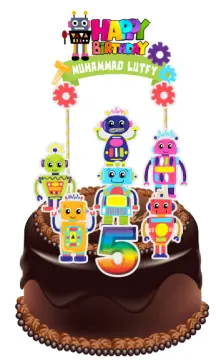 Licelle's cakes - Robot themed cake for Cengiz turning 5 today. Buttercream  cake with fondant decorations. The design is duplicated on the back for 2  days of partying and is based on