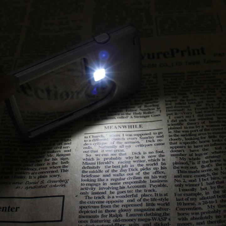 แบบพกพาอัลตร้าบางแว่นขยายแก้วสแควร์กล้องจุลทรรศน์ที่มีหลอดไฟ-led-ซองหนังสำหรับ-jeweler-อ่าน