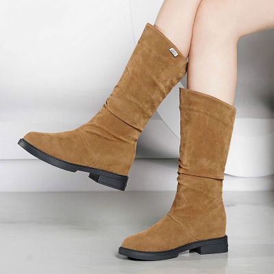 Autumn and Winter New Fashion Women Boots Suede High Quality Women Winter Snow Boots Rubber Women Flat Boots