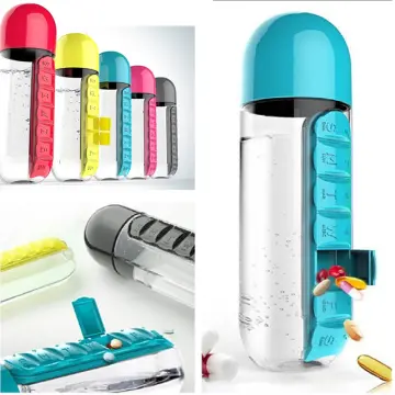 Pastillero Water Bottle With Weekly Pillbox Small Combine Daily