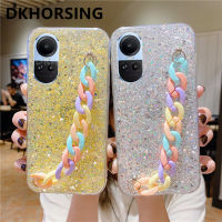 DKHORSING เคสสำหรับ OPPO Reno 10 / Reno 10 Pro / Reno 10 Pro + เคสโทรศัพท์ซิลิโคนนิ่มแวววาวแฟชั่น OPPO Reno10 5G สร้อยข้อมือสายรุ้งสวย2023ด้านหลังส่องแสงเป็นประกายวิบวับ Oppo Reno 10Pro Plus 5G