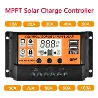 100A MPPT พลังงานแสงอาทิตย์20A 30A เครื่องควบคุมการชาร์จ10A จอแสดงผลแอลซีดี USB คู่12V 24V เครื่องควบคุมการชาร์จแผงโซลาร์เซลล์ที่มีโหลด