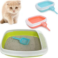 Plastic Anti Splash Toilet with Scoop Cat Dog Tray Sand Box Home Bedpan Cats Litter Box Kitten Dog Clean Toilet Supplies