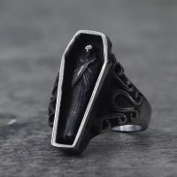 Gothic Dark Style Vampire Skull Coffin Personality Ring Hip Hop Punk Party Men Gifts