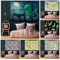 Cartoon Little Dinosaur Cartoon Tapestry Indian Buddha Wall Decoration Witchcraft Bohemian Hippie Wall Hanging Home Decor Knitting  Crochet