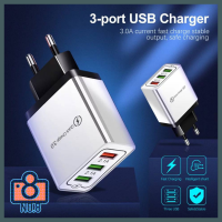 No.8 Wall charger ที่ชาร์จไฟพกพา ชาร์จเร็ว หัวชาร์จเร็ว แบบ 3 ช่องรองรับ Quick Charge Fast Charge QC 3.0