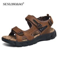 Summer Mens Sandals Genuine Leather Luxury Mens Beach Sandals Outdoor Original Mens Sandals Soft Breathable Mens Slippers