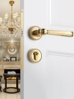 Zinc Alloy Golded Door Lock Indoor Wood Door Locsk Bedroom Split Handle Knob Lockset European American Room Locksets