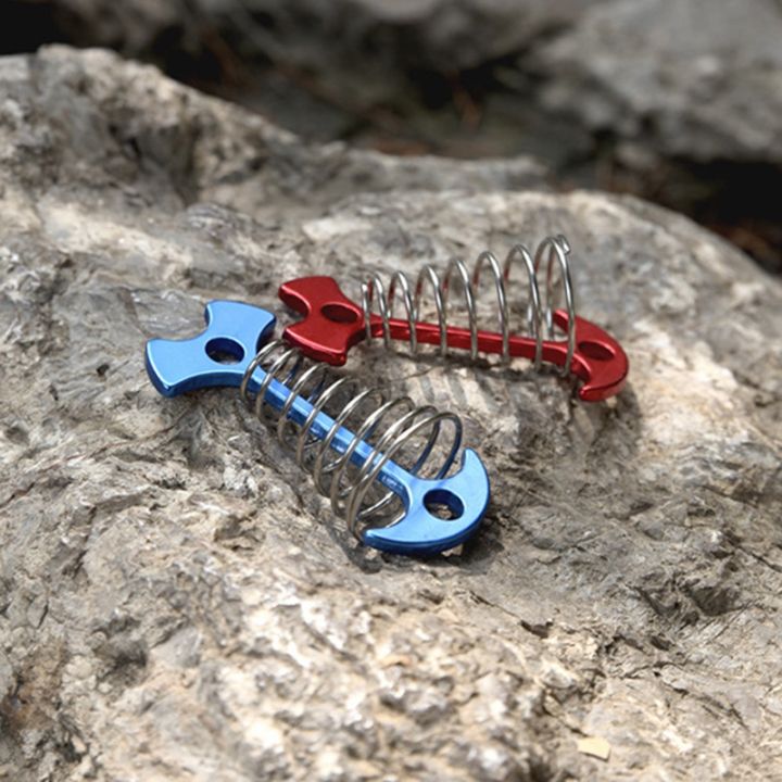 10pcs-adjustable-plank-floor-spring-fishbone-anchor-tent-pegs-buckle-outdoor-awning-deck-fixed-nails-camping-tent-hooks