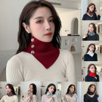DD Store Women Knitted Fake Collar Fall Winter Warm High Collar Detachable Button Neck Scarf