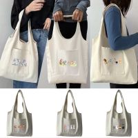 【ACD】   Women S Shopping Canvas Bags Tote Bag Commuter Cartoon Mouse And Cat Print Pure Cotton Grocery Shopper Handbags Bags For Women