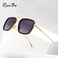 RUOBO Polarized Big Metal Squre Frame Sun Glasses For Men Women Gradient Lens Driving Fishing Sunglasses Goggle UV400 Eyewear