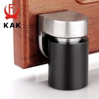 KAK 304 Solid Stainless Steel Door Stop Heavy Door Retainer Cylindrical Floating Magnetic Door Stopper Furniture Door Hardware Decorative Door Stops