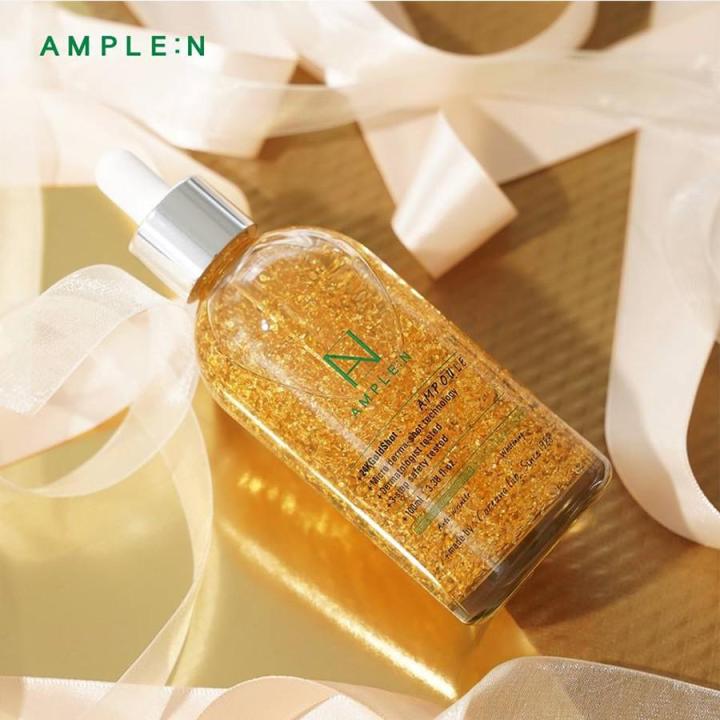 coreana-ample-n-24k-gold-shot-ampoule-100ml-เซรั่มผสมทองคำ-เซรั่มหน้าใส-บำรุงผิว-คืนความอ่อนเยาว์ให้ผิว-เพิ่มความยืดหยุ่นให้ผิว-สินค้าพร้อมส่ง