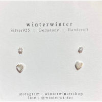 Winterwinter Jewelry Silver925 : เครื่องประดับเงินแท้ เงินแท้925 ต่างหูเซต ต่างหูหัวใจ+ต่างหูจิ๋ว เล็กน่ารัก สไตล์เกาหลี
