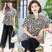 Middle-aged mother summer wear western style suits the new 2023 brim middle-aged and old womens wear short-sleeved summer loose two-piece