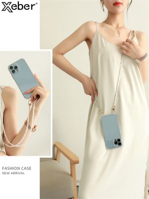 「16- digits」เครื่องประดับ Crossbody Heart Pearl เคสอะคริลิคใสสำหรับ iPhone 14 11 12 13 Pro Max Mini XS X XR 6 8 7 Plus SE ฝาครอบคริสตัล