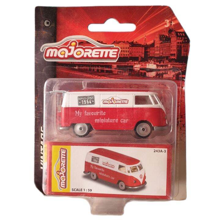 โมเดลรถเหล็ก-majorette-volkswagen-t1-my-favourite-miniature-car-vintage-red-white-สีแดง-ขาว-รถตู้มาจอเร็ตต์วินเทจ-เปิดท้ายรถได้