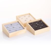 Bamboo Velvet Jewelry Display Tray Ring Box Earring Necklace Bracelet Pendant Display Organizer Jewelry Storage Fashion