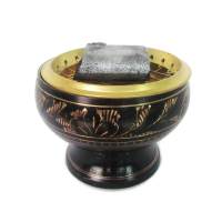 Brass Charcoal Burner Incense Pot for Agarwood Sandalwood Frankincense Myrrh All Fragrant Woods and Aromatic Resin 100% High Quality Brass 1 PCS. (Color:Black-Gold)