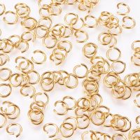 200pc 304 Stainless Steel Open Jump Rings Metal Connectors for DIY Jewelry Crafting and Keychain Accessories Real 24K Gold Plated 21 Gauge 5x0.7mm