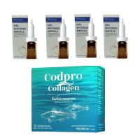 Proyou โปรยู วีต้าไวท์ = 4 ขวด และ Codpro Collagen ค็อดโปร เป็นคอลลาเจนไตรเปปไทด์ Type I (1 กล่อง มี 20 ซอง)