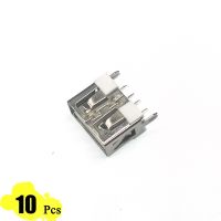 10Pcs/Lot USB Port 2.0 Type A Female 4 Pin Insert 4 Foot 180 Flat Charge Plug Socket Jack Tail Electric Terminals Connector