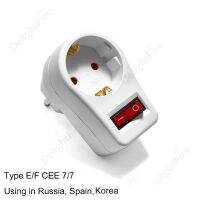 ▼♨▽ EU Extend Socket With ON/OFF Switch Euro 2Pin 4.8mm Plug Germany Standard Power Connector 1 Grounding AC Port Converter Control