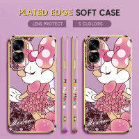 Diorcase For Honor 90 5G,90 Lite 5G ฟรีสายคล้อง + ชุดสีชมพู Minnie Mouse เคสขอบสี่เหลี่ยมลวดลายเคสโทรศัพท์ชุบเคสโทรศัพท์นิ่มหรูหรา