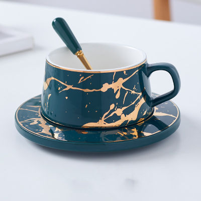 Nordic Style Marble matte gold series ceramic tea cup coffee mug luxurious Vintage Cafe Bar Mark cup Christmas party supplies