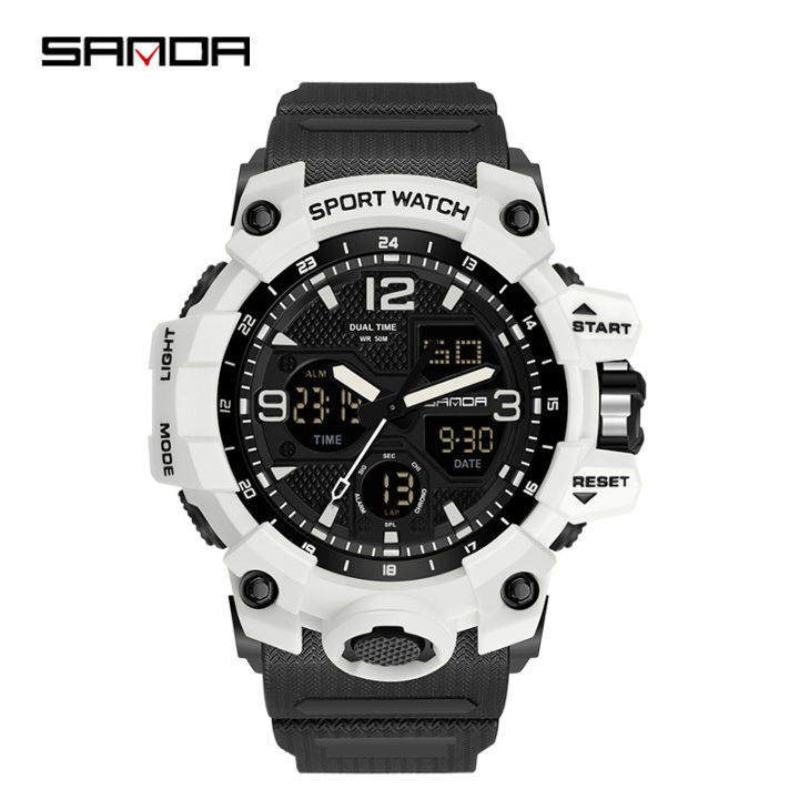 จอแสดงผลแบบ-dual-sanda-ผู้ชายนาฬิกา2023สำหรับ50เมตรกันน้ำนาฬิกาปลุก-r-eloj-h-ombre-นาฬิกาข้อมือควอตซ์ทหารนาฬิกากีฬาใหม่บุรุษ