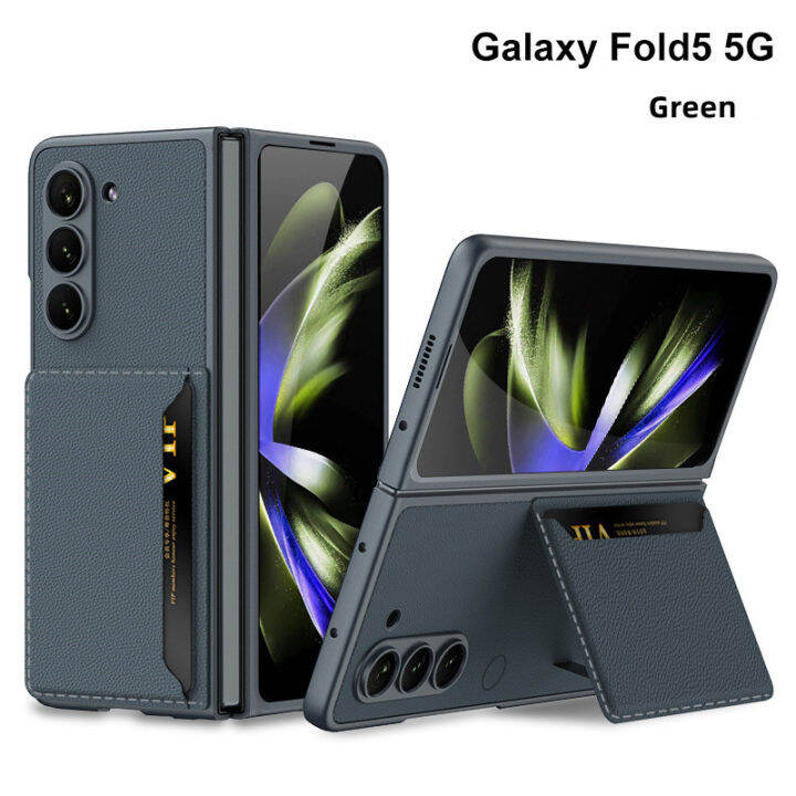 กระเป๋าสตางค์-samsung-galaxy-z-fold-5-5g-2023ใส่กรณีที่มีขาตั้งกระเป๋าน้ำหนักเบาด้านหลังเคสมีช่องเสียบบัตรกระเป๋าสำหรับ-samsung-galaxy-z-z-fold-5-5g-2023