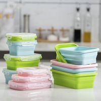 4 Sizes Collapsible Silicone Food Container Portable Bento Containers Lunch Box Microware Home Kitchen Outdoor Food Storage