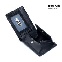 Hot RFID Blocking Carbon Fiber Mens Genuine Leather Wallet With Coin Pocket Slim Purse New Small Money Bag Credit Card Holder