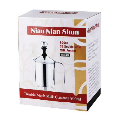 เครื่องตีฟองนม เครื่องทำฟองนม Nian Nian Shun milk frother ที่ตีฟองนมกาแฟ เครื่องทำโฟมนม สแตนเลส  ที่ตีฟองนม ที่ตีฟองนมมือ ที่ตีฟองนมสด ขนาด800 cc