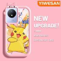 YIWESAN เคสสำหรับ VIVO Y02 Y02A Y11 2023การ์ตูน Pikachu เลนส์กล้องถ่ายรูปแบบนิ่มสัตว์ประหลาดน้อยน่ารักสีสันสดใสกันกระแทกแบบใสเคสโทรศัพท์โปร่งใสแฟชั่นเคสป้องกันซิลิโคน