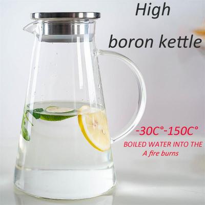 2L Water Bottle Transparent Glass Water Jug Pot Cha Lemonade Pitcher Heat-Resistant Explosion-Proof Heatable Carafe Drinkware