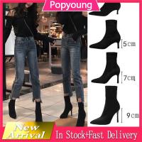 COD dsdgfhgfsdsss kasut perempuan new autumn winter high-heeled womens shoes pointy stiletto ankle boot black stretch skinny sock boot sexy Martin boot