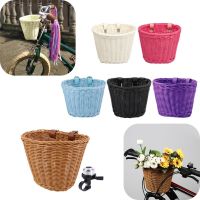 2023♝▩☄ Bicycle Basket Rattan Handlebar Carrier Bag Bike Front Basket Holder Cycling Accessories Handlebar Carrier Storage Bag Pannier