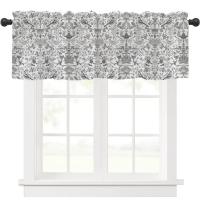 【YD】 Printed Curtain Bedroom Curtains for Room  Roman Valance Half Blackout Short