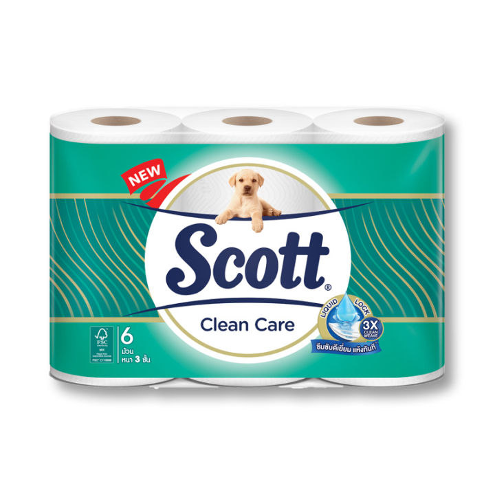 Scott Clean Care 3 PLY x 6 Rolls.สก๊อตต์ คลีนแคร์ หนา3ชั้น แพ็ค 6 ม้วน